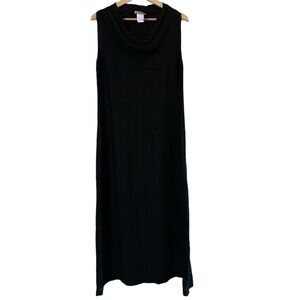 Sarah Pacini Black 100% Linen Cowl Neck Sleeveless Dress Size M